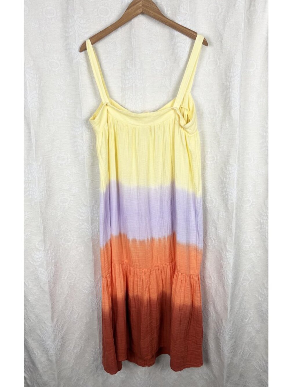 Electric & Rose Addison Sleeveless Tiered Midi Dress colorful ombre sundress M - Picture 5 of 9